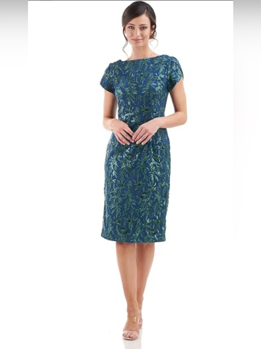 JS Collections Women's Leena Bateau Midi Dress Sz 14